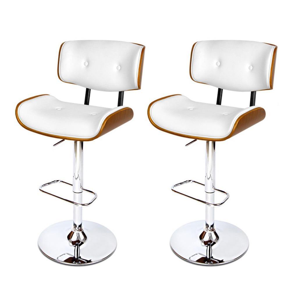 Alaskan Wooden Gas Lift Bar Stools - White - Set of 2 - House Things Furniture > Bar Stools & Chairs