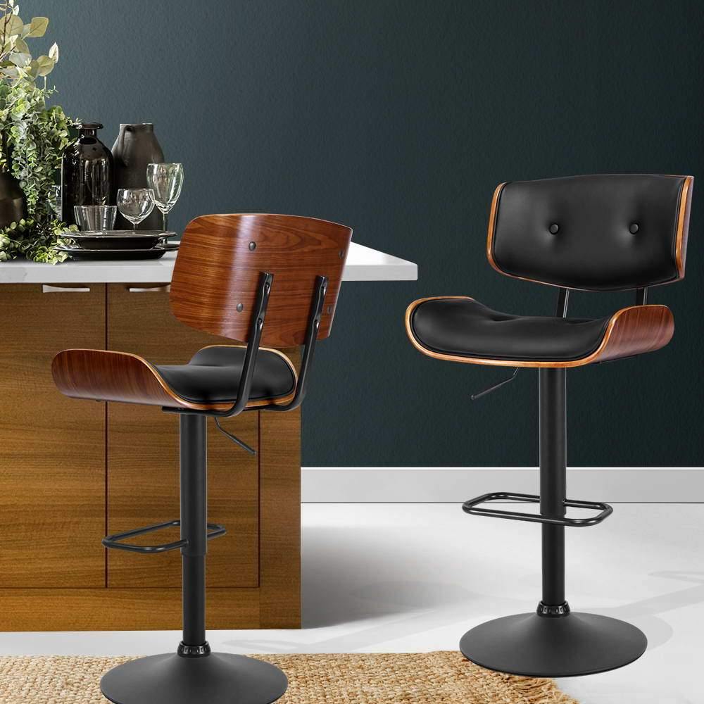Austin Bar Stool Gas Lift Leather Black Base - House Things Furniture > Bar Stools & Chairs