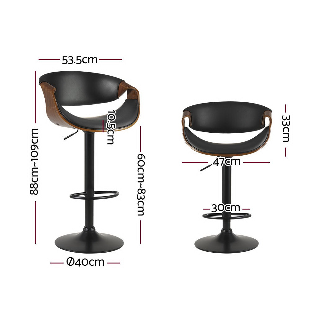 Sunland Bar Stool Swivel Leather Black - House Things Furniture > Bar Stools & Chairs