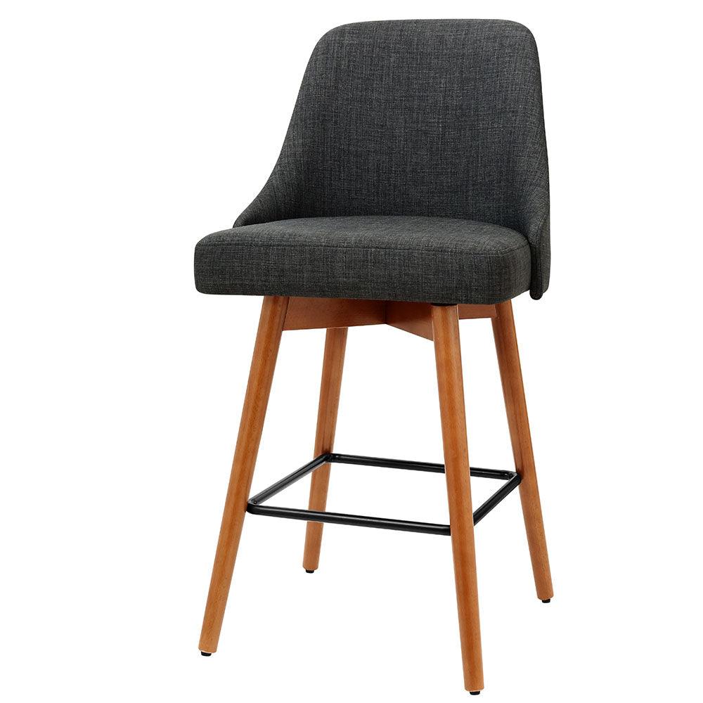 Manny Charcoal Fabric Wooden Bar Stools Swivel Bar Stool - Set of 2 - House Things Furniture > Bar Stools & Chairs