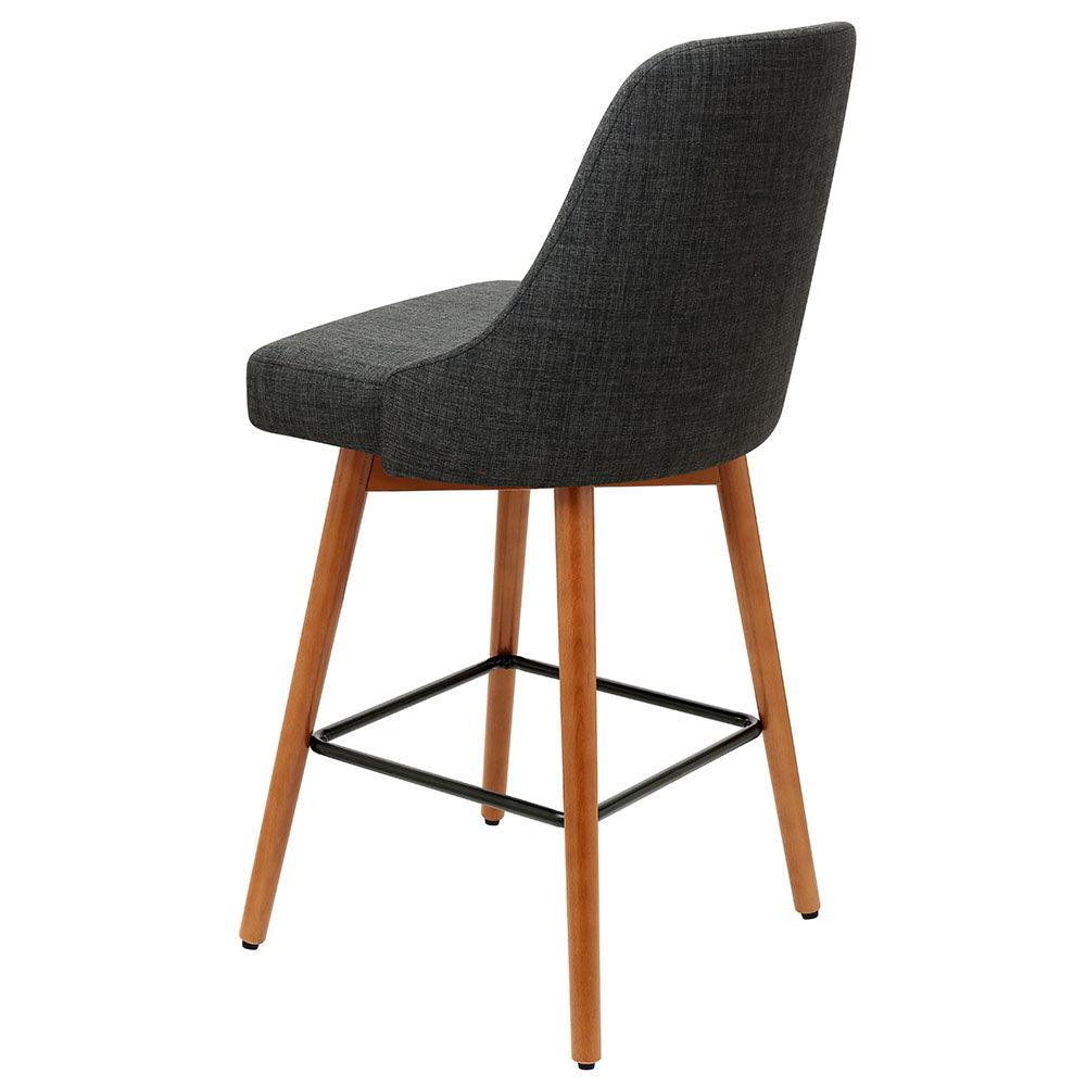 Manny Charcoal Fabric Wooden Bar Stools Swivel Bar Stool - Set of 2 - House Things Furniture > Bar Stools & Chairs
