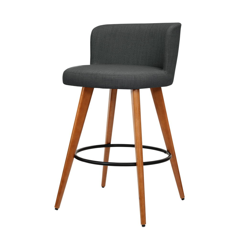 ONSLOW 2 x Wooden Bar Stools Charcoal - House Things Furniture > Bar Stools & Chairs