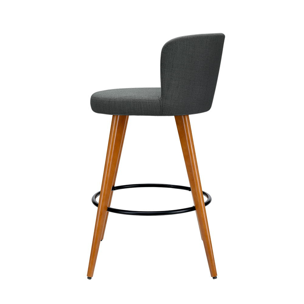 ONSLOW 2 x Wooden Bar Stools Charcoal - House Things Furniture > Bar Stools & Chairs