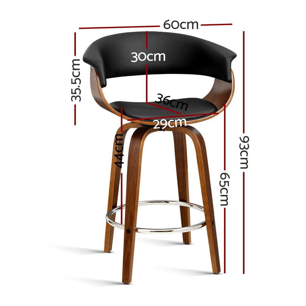 Boaz Black Leather Swivel Wooden Bar Stool - Set of 2 - House Things Furniture > Bar Stools & Chairs