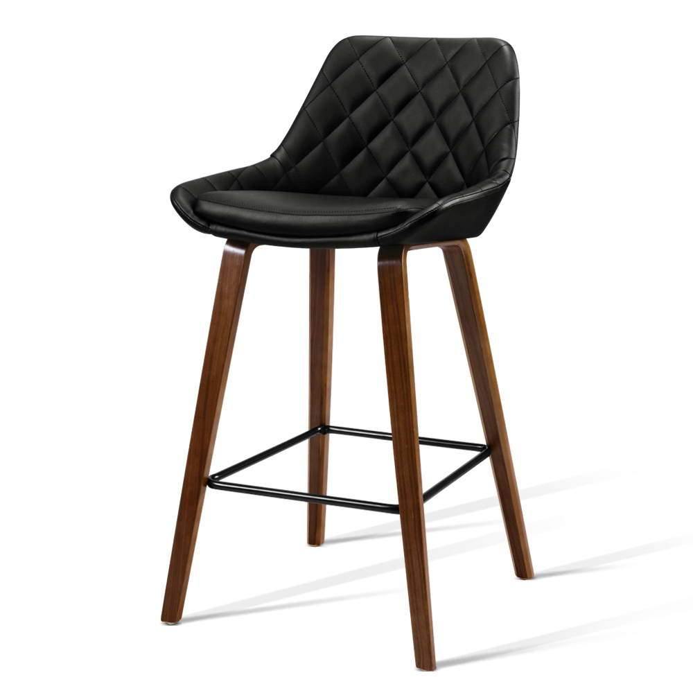 Bender Kitchen BarStools Wood & Leather Set of 2 - House Things Furniture > Bar Stools & Chairs
