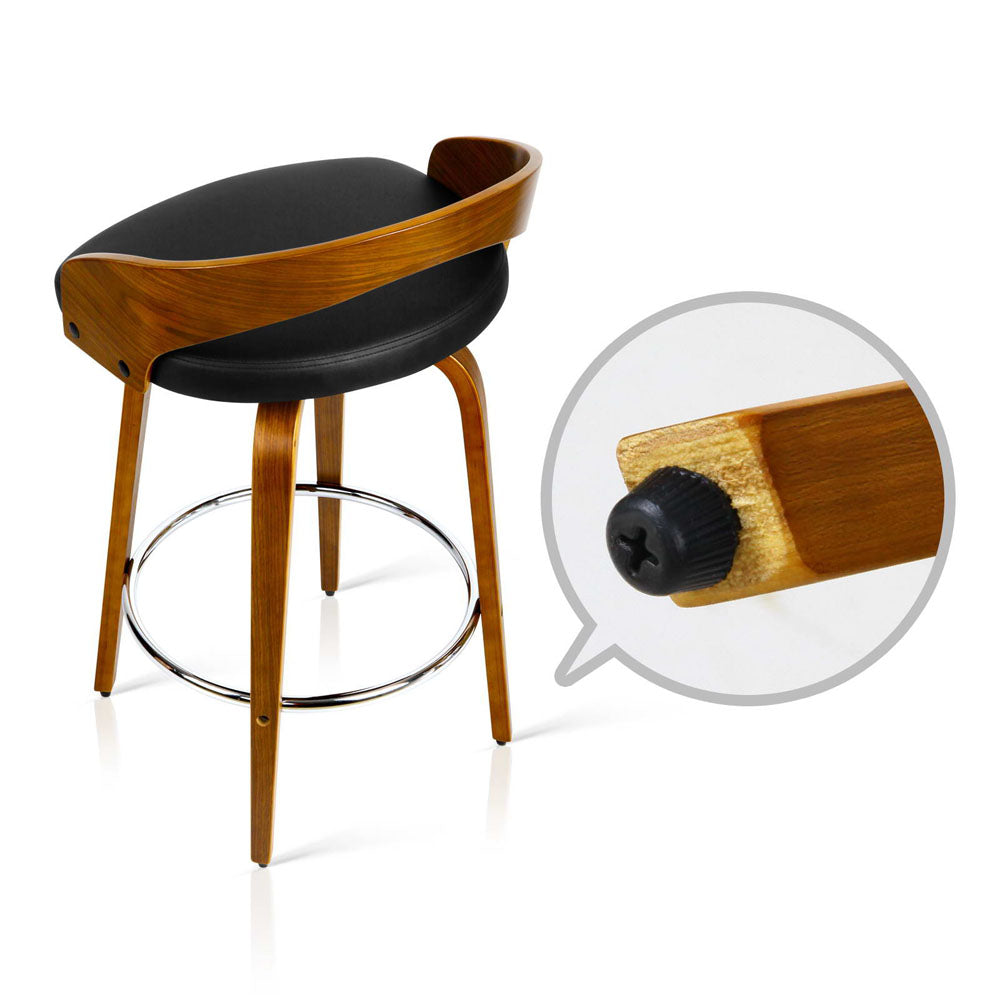 Milton 2 x Wooden Bar Stools - Black - House Things Furniture > Bar Stools & Chairs