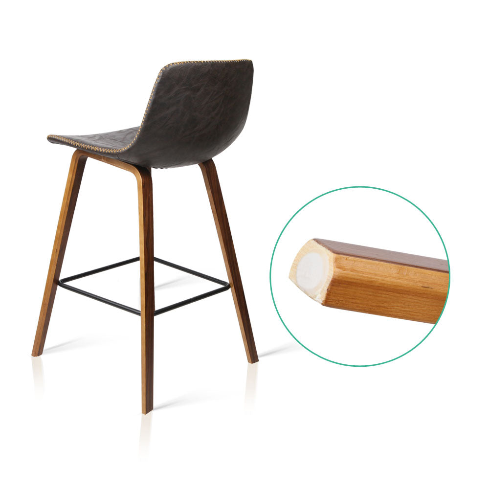 Diesel Set of 2 PU Leather Bar Stools - Walnut - House Things Furniture > Bar Stools & Chairs