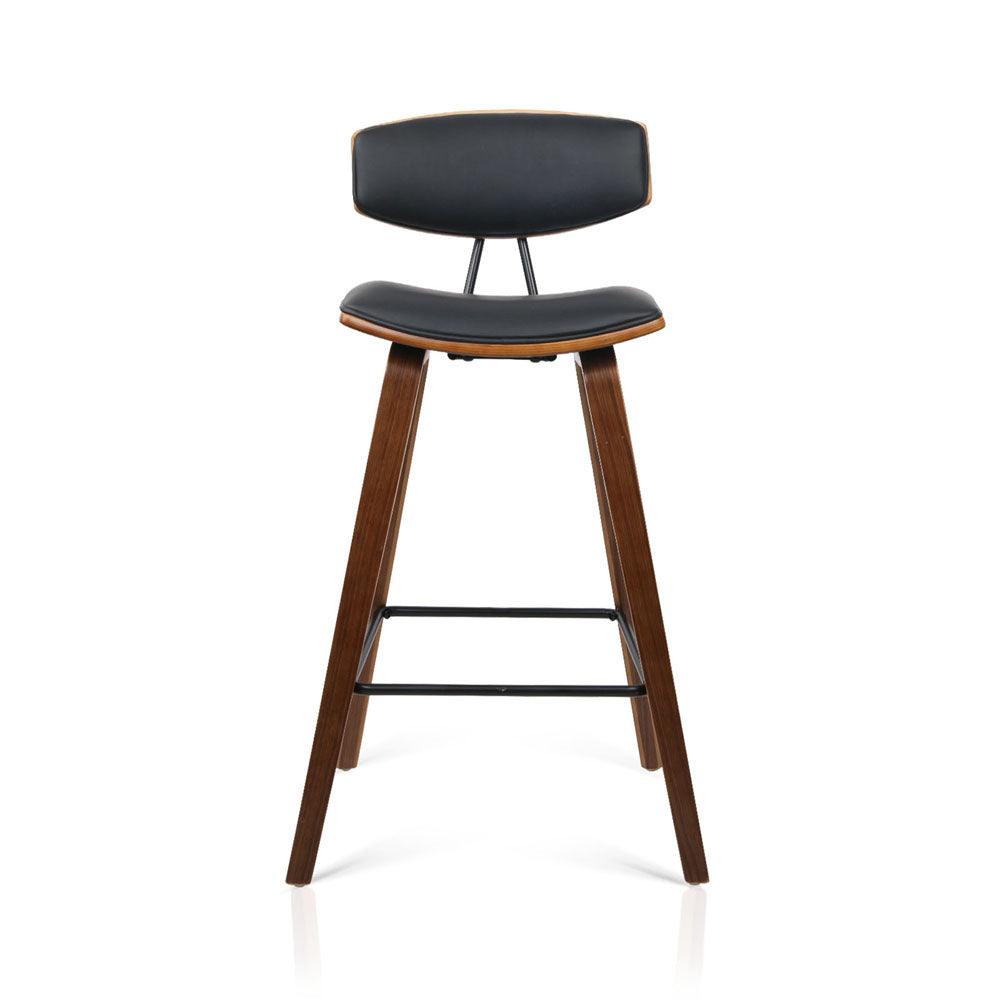 Bekky Set of 2 PU Leather Bar Stools - Black - House Things Furniture > Bar Stools & Chairs