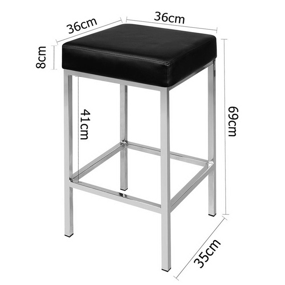 Rosie 2 x PU Leather Backless Bar Stools - Black - House Things Furniture > Bar Stools & Chairs