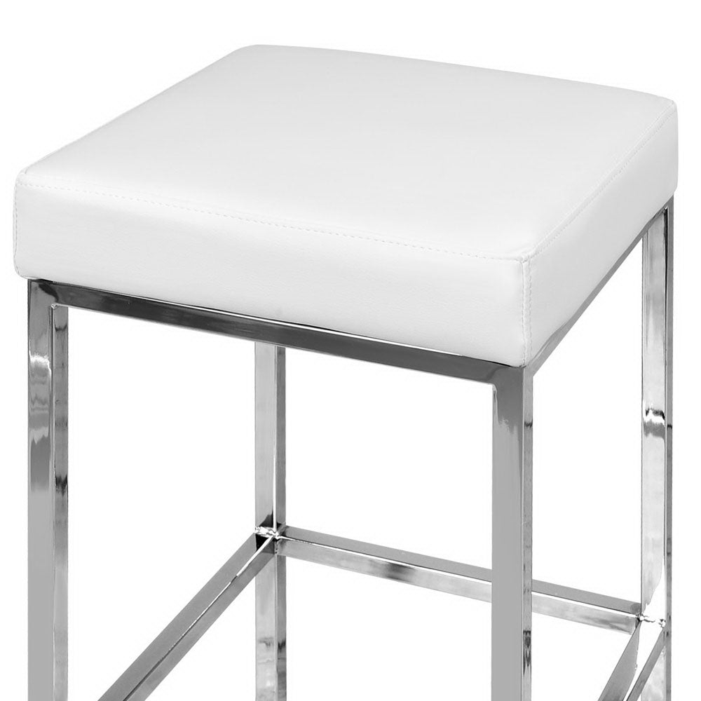 Merner 2 x Leather Backless Bar Stools - White - House Things Furniture > Bar Stools & Chairs