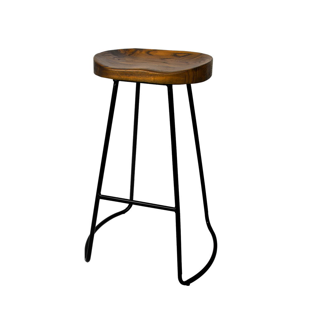 Francis 2 x Wooden Bar Stools - Black 75cm - House Things Furniture > Bar Stools & Chairs