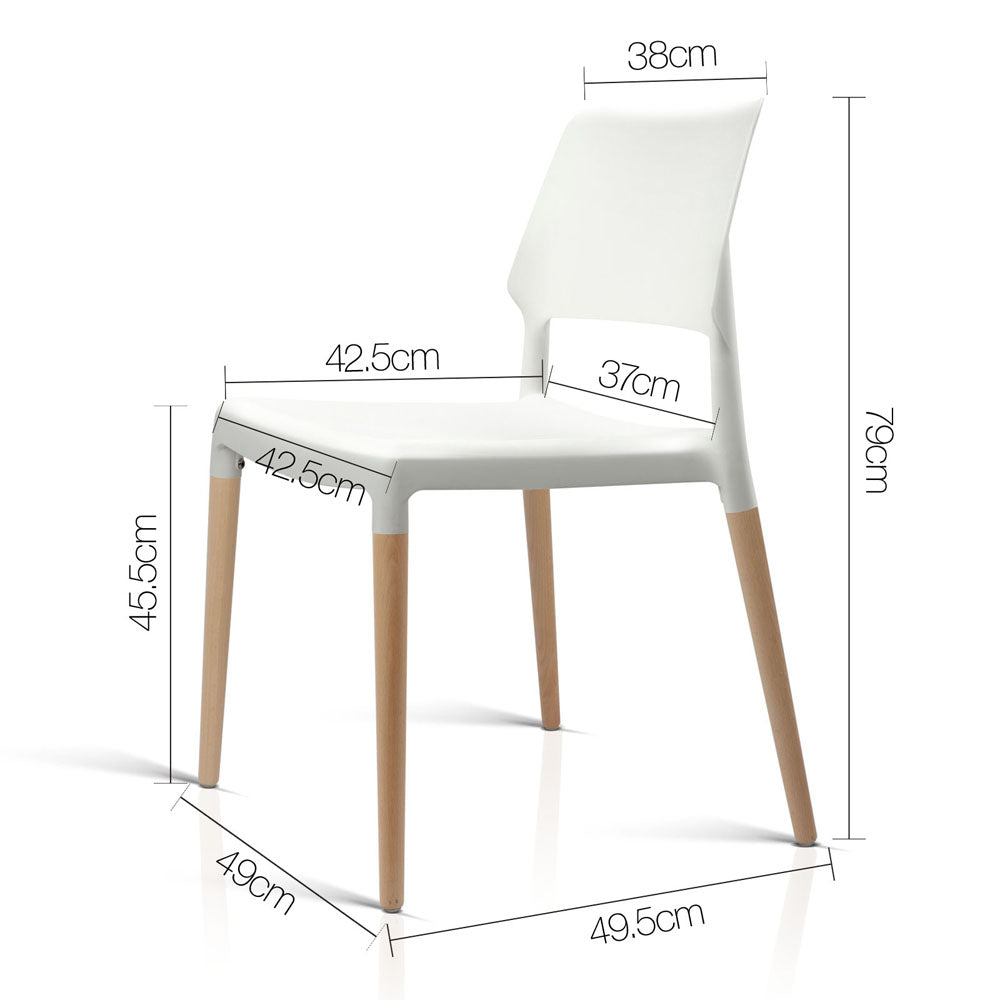 Set of 4 Wooden Stackable Dining Chairs - White - House Things Furniture > Dining