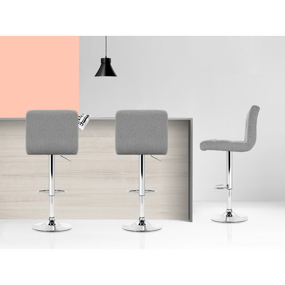 Umina 2 x Fabric Bar Stools - Grey - House Things Furniture > Bar Stools & Chairs