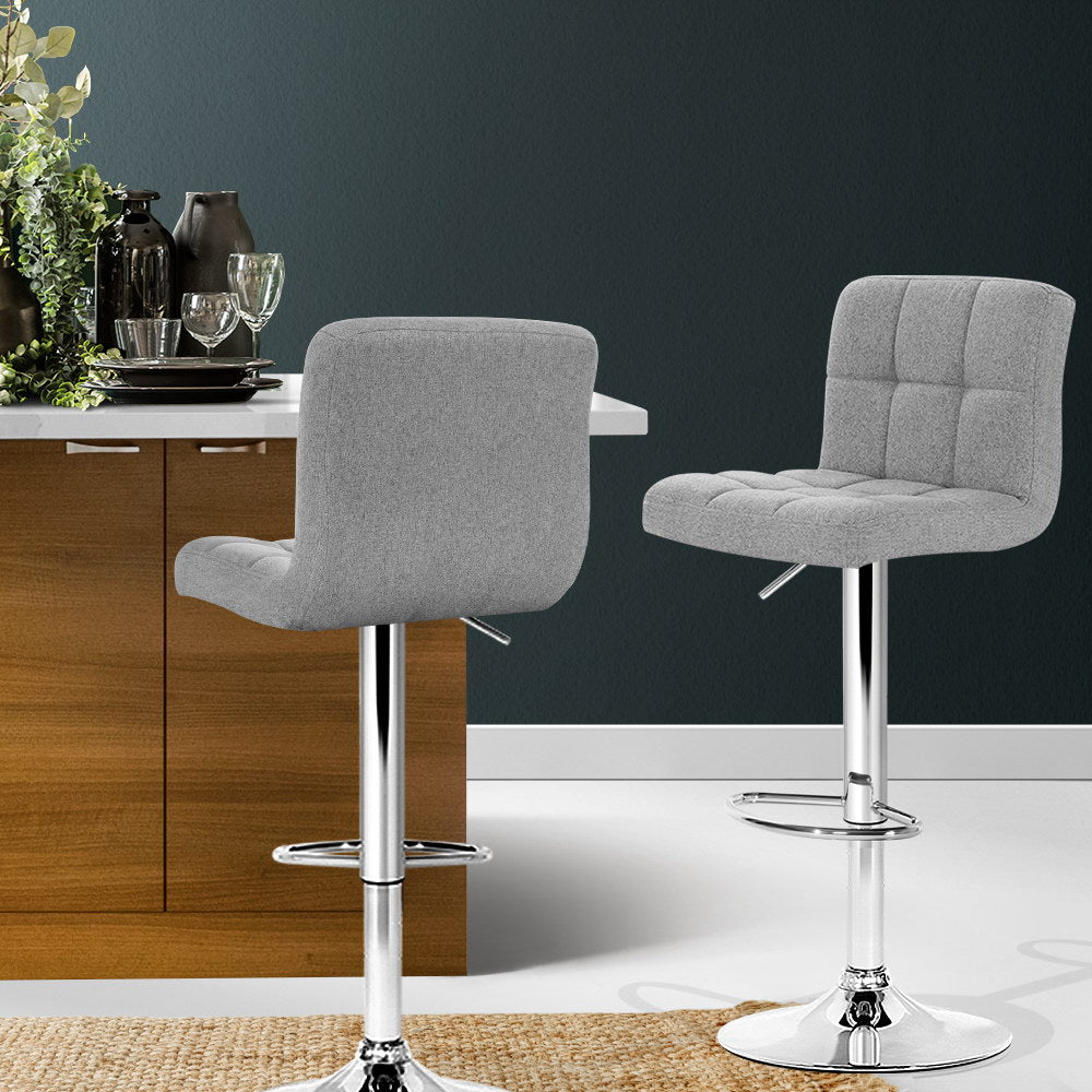 Umina 2 x Fabric Bar Stools - Grey - House Things Furniture > Bar Stools & Chairs