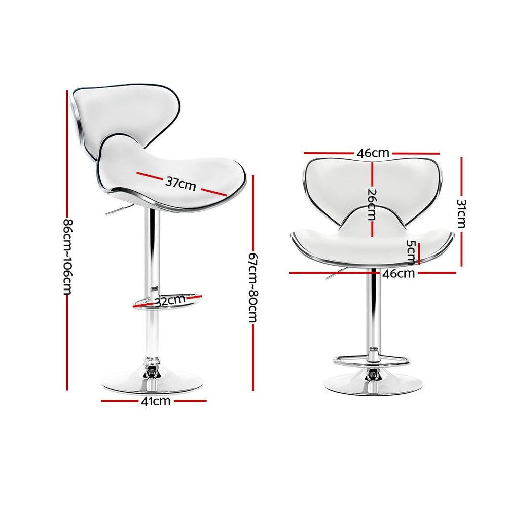 Tilly Bar Stools Swivel Gas Lift Chairs White - Set of 2 - House Things Furniture > Bar Stools & Chairs