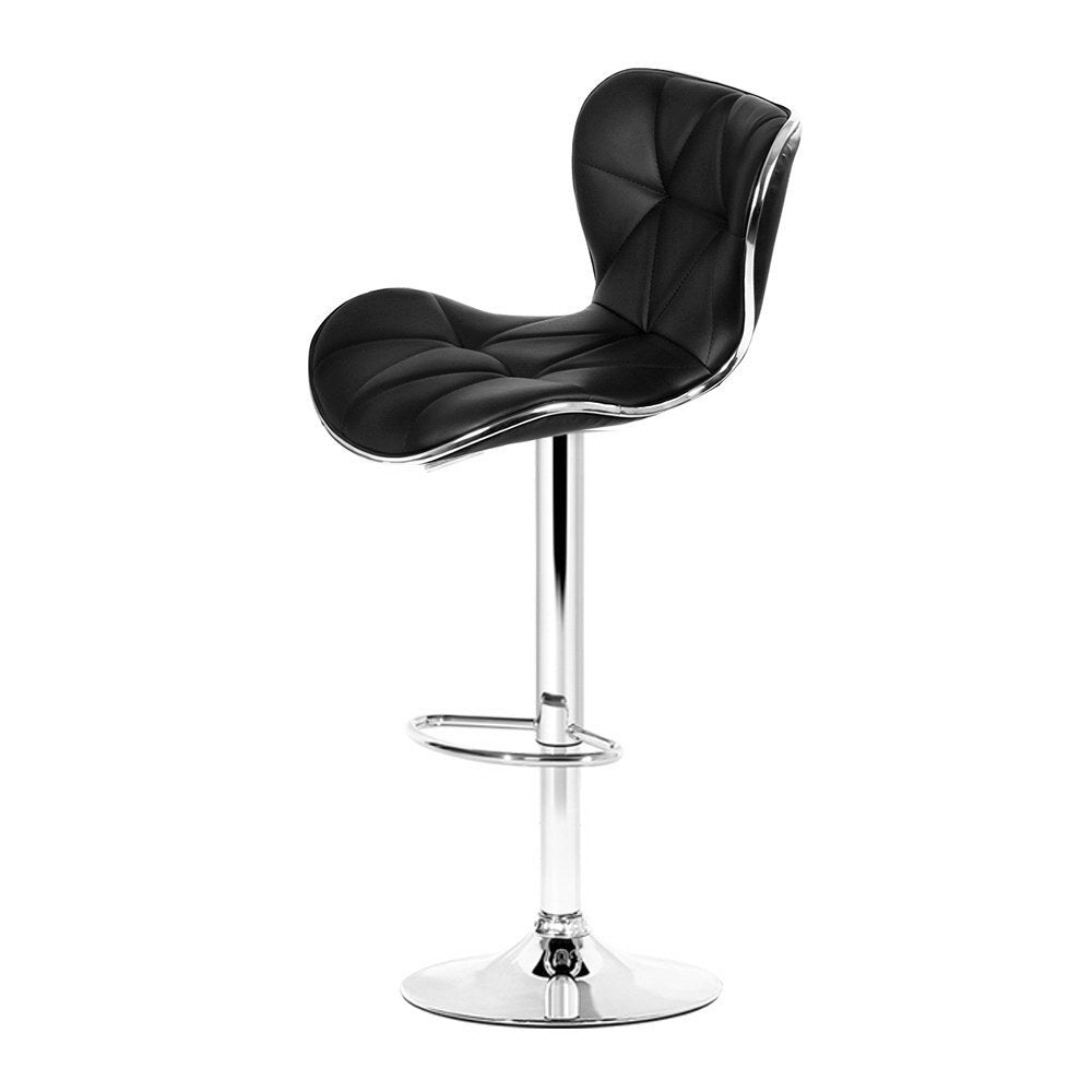 Tessa x PU Leather Bar Stools - Black - House Things Furniture > Bar Stools & Chairs