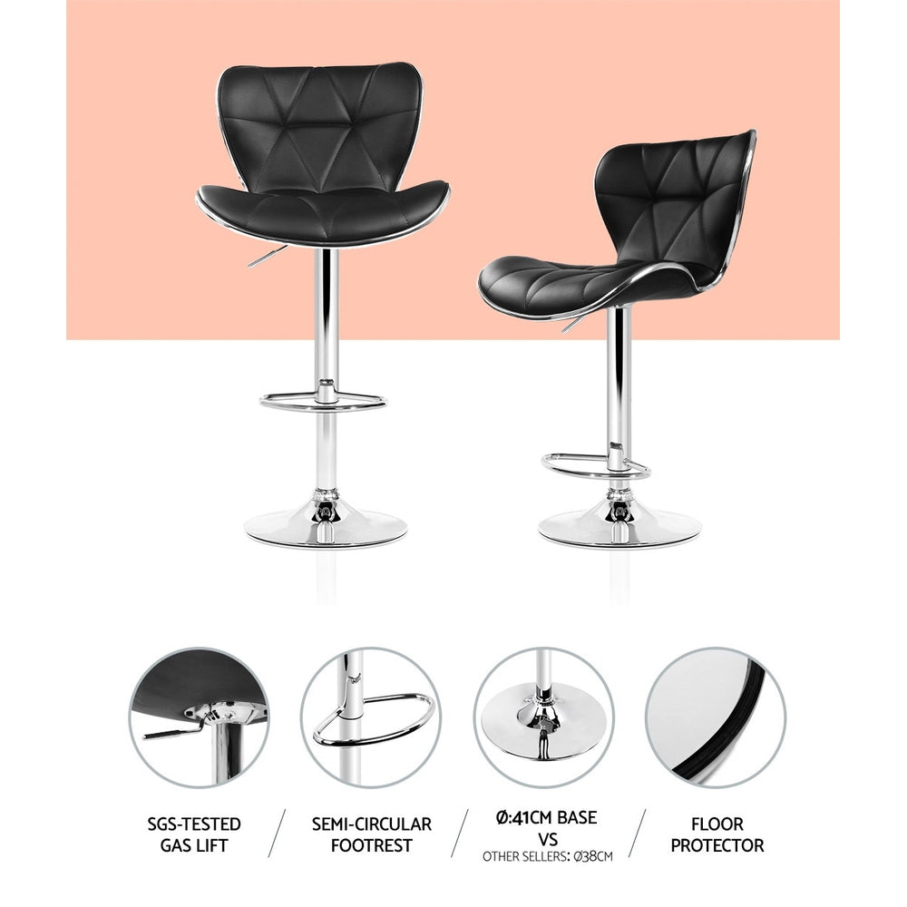 Tessa x PU Leather Bar Stools - Black - House Things Furniture > Bar Stools & Chairs
