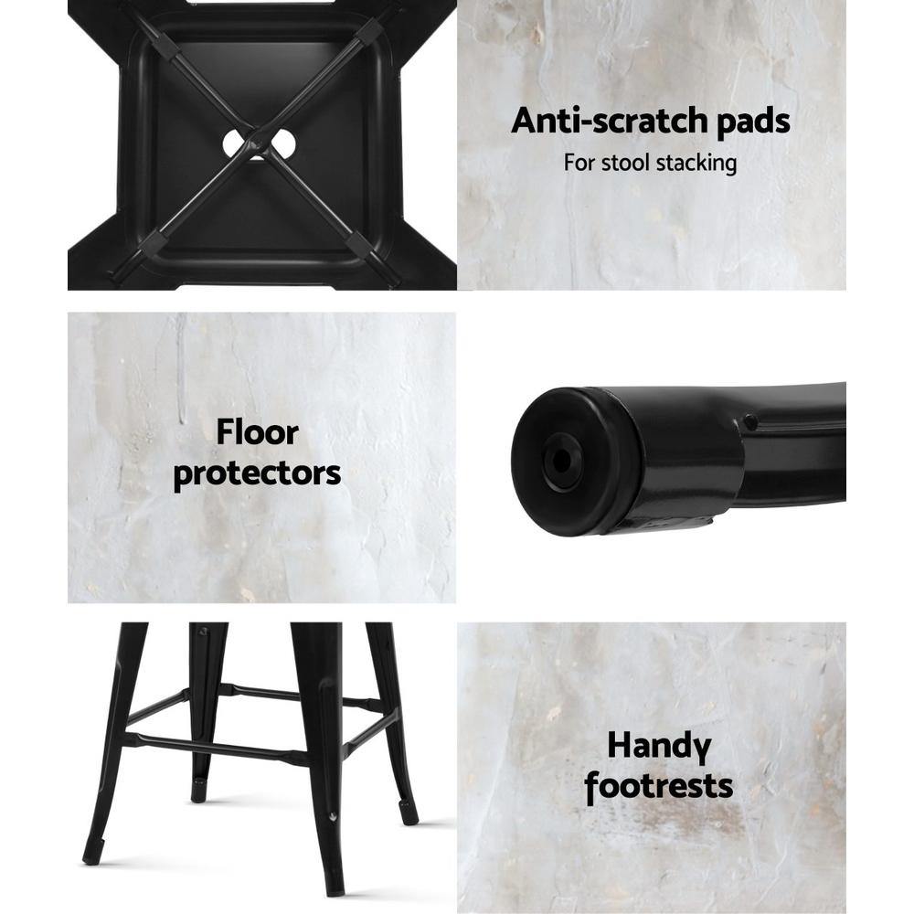 Set of 2 Metal Backless Stools - Black - Housethings 
