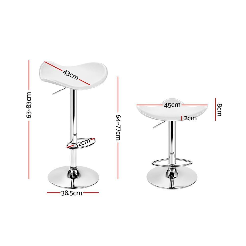 Keith White Gas Lift Bar Stools Swivel Chairs Leather Chrome - Set of 2 - House Things Furniture > Bar Stools & Chairs