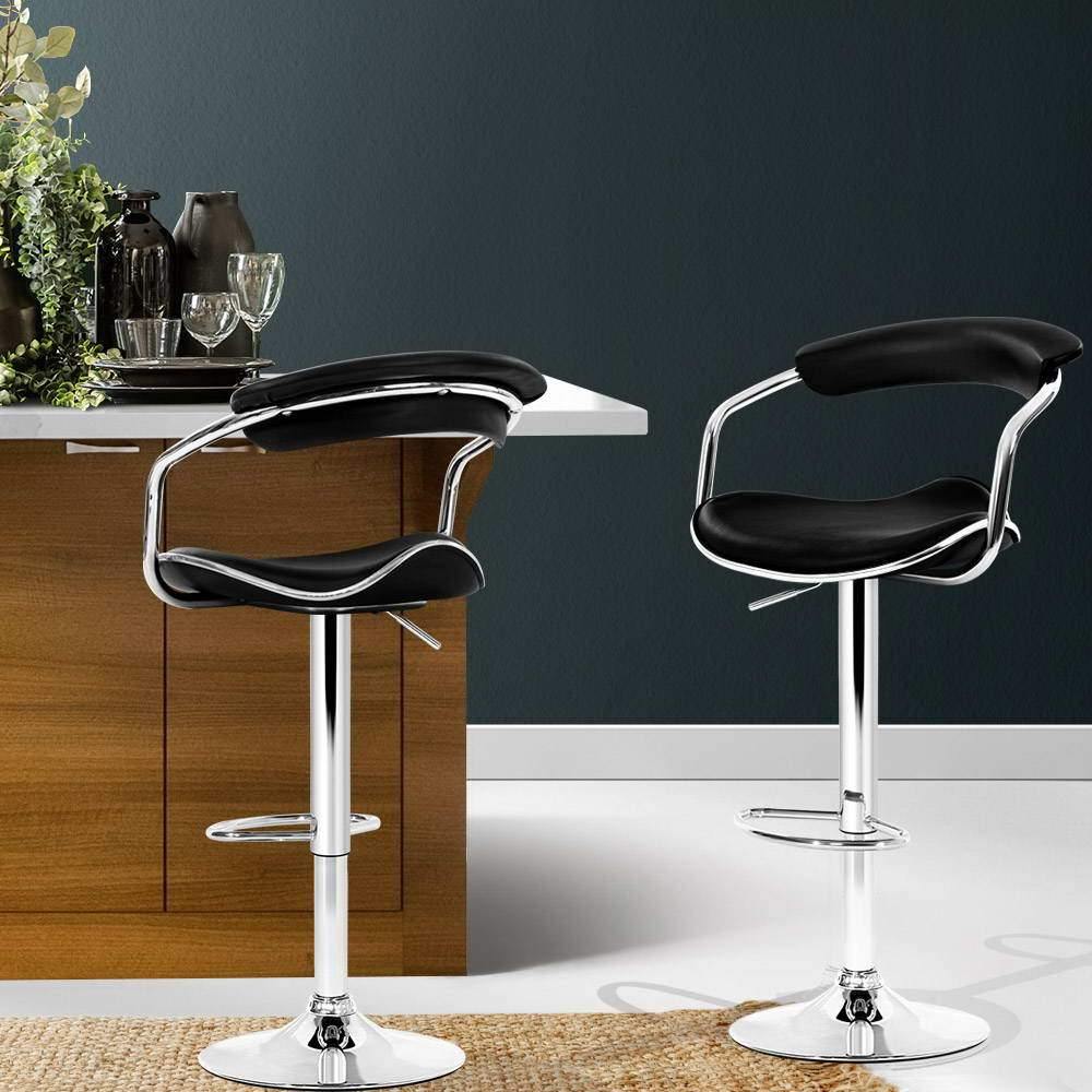 Myron Leather Bar Stools Gas Lift - Set of 2 - House Things Furniture > Bar Stools & Chairs