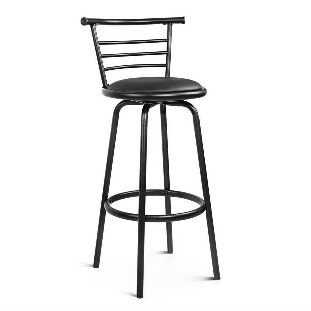 Danius Swivel Bar Stools - Black Leather - Set of 2 - House Things Furniture > Bar Stools & Chairs