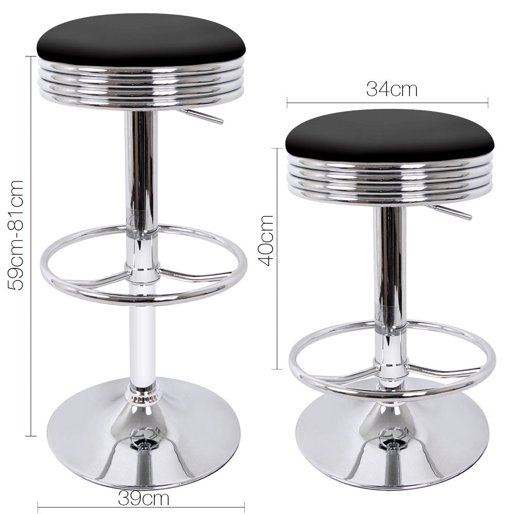 Sammy 2 PU Leather Backless Bar Stools - Black - House Things Furniture > Bar Stools & Chairs