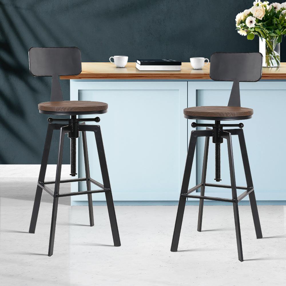 Clapton 2 x Rustic Bar Stools - House Things Furniture > Bar Stools & Chairs