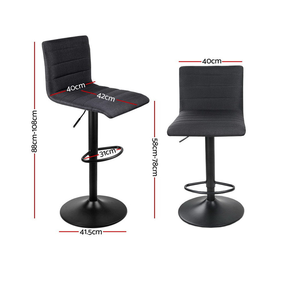 Danni 2 x Fabric Bar Stools - Black - House Things Furniture > Bar Stools & Chairs