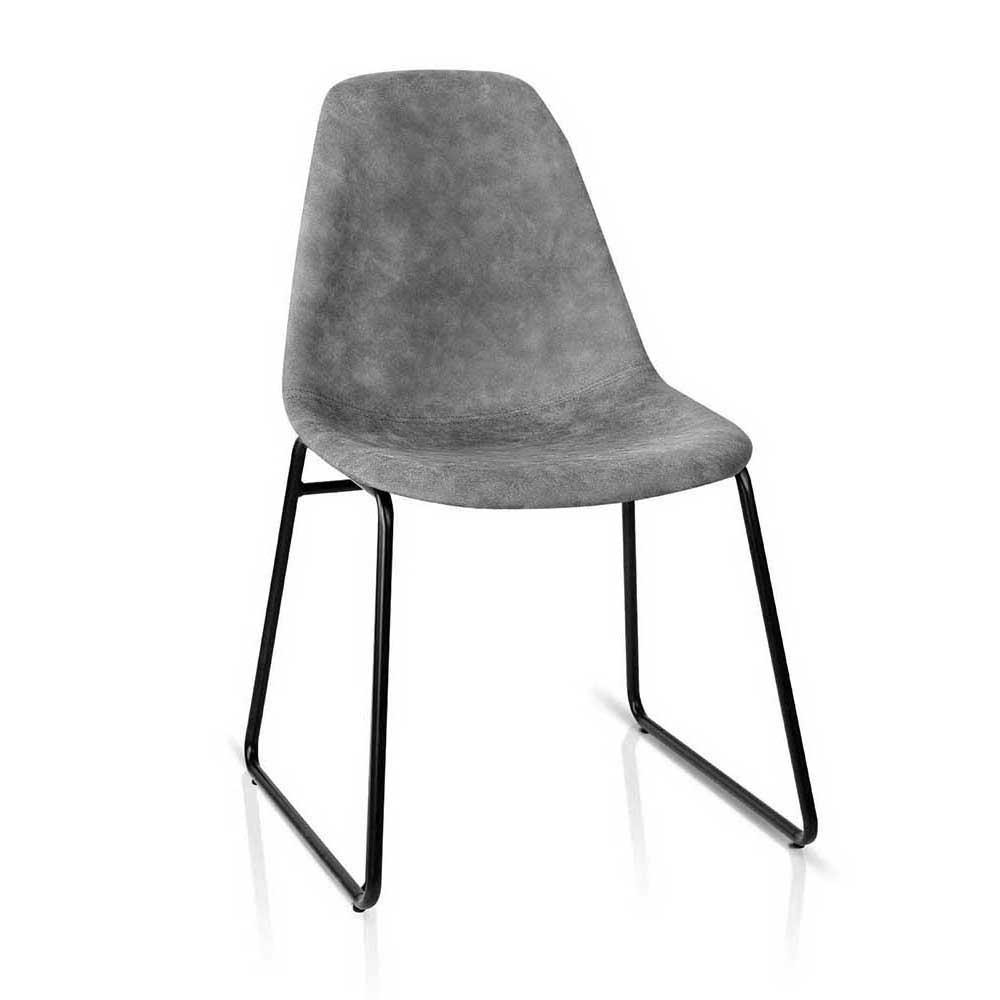 Sonny 2 x Faux Leather Dining Chairs - Grey - Housethings 