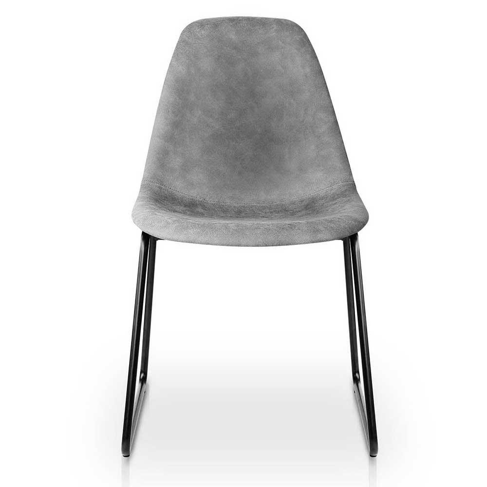 Sonny 2 x Faux Leather Dining Chairs - Grey - Housethings 