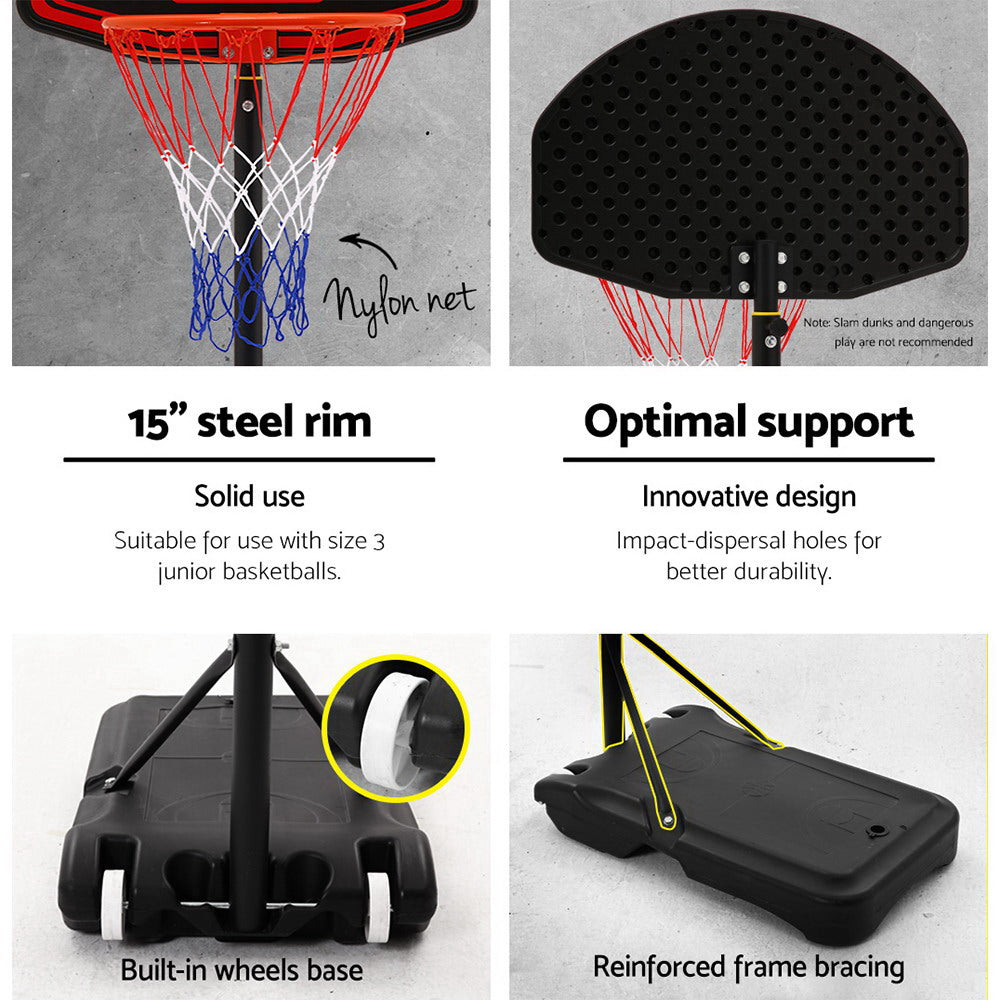 Everfit 2.1M Adjustable Portable Basketball Stand Hoop System Rim Black - House Things Sports & Fitness > Basketball & Accessories