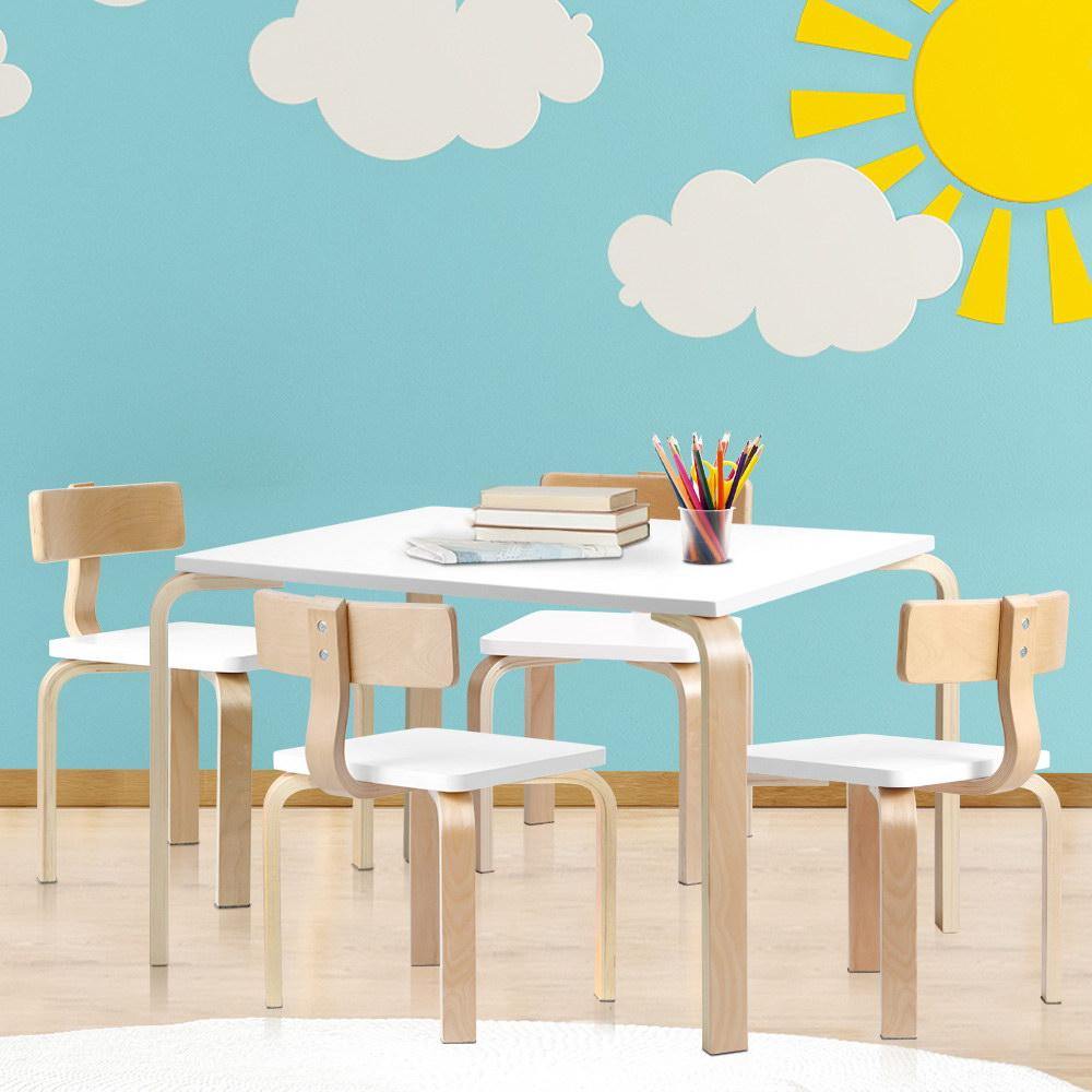 5PCS Kids Dining Table and Chairs Set Kids White - House Things Furniture > Dining