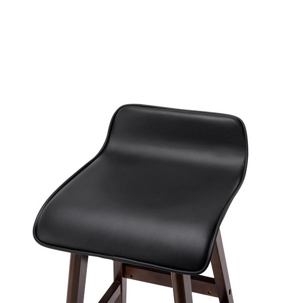 Set of 2 Demi Leather and Wood Bar Stool - Black - House Things Furniture > Bar Stools & Chairs