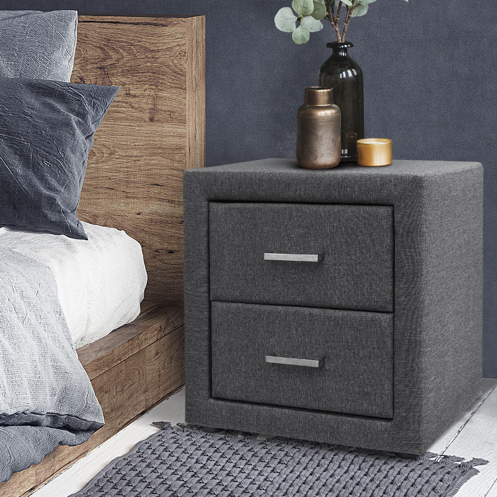 Fabric Bedside Table - Grey - House Things Furniture > Bedroom