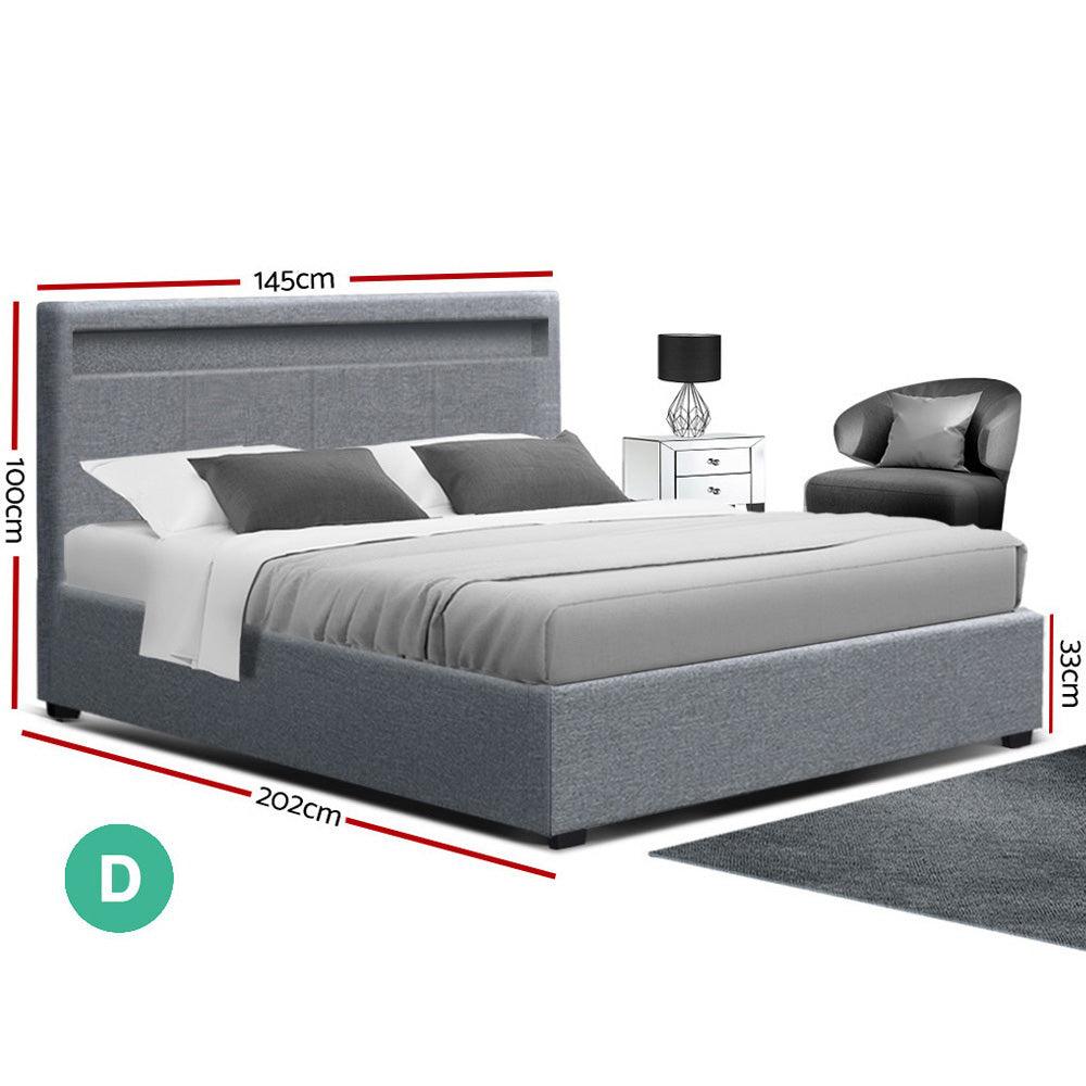Bed Frame Double Full Size Gas Lift Base With Storage Grey Fabric COLE - House Things Furniture > Bedroom