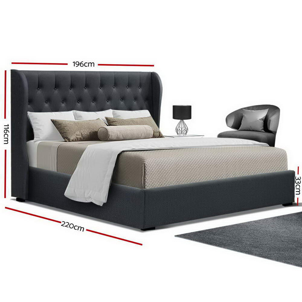 Shlafalloo King Size Gas Lift Bed Frame - Charcoal - House Things Furniture > Bedroom
