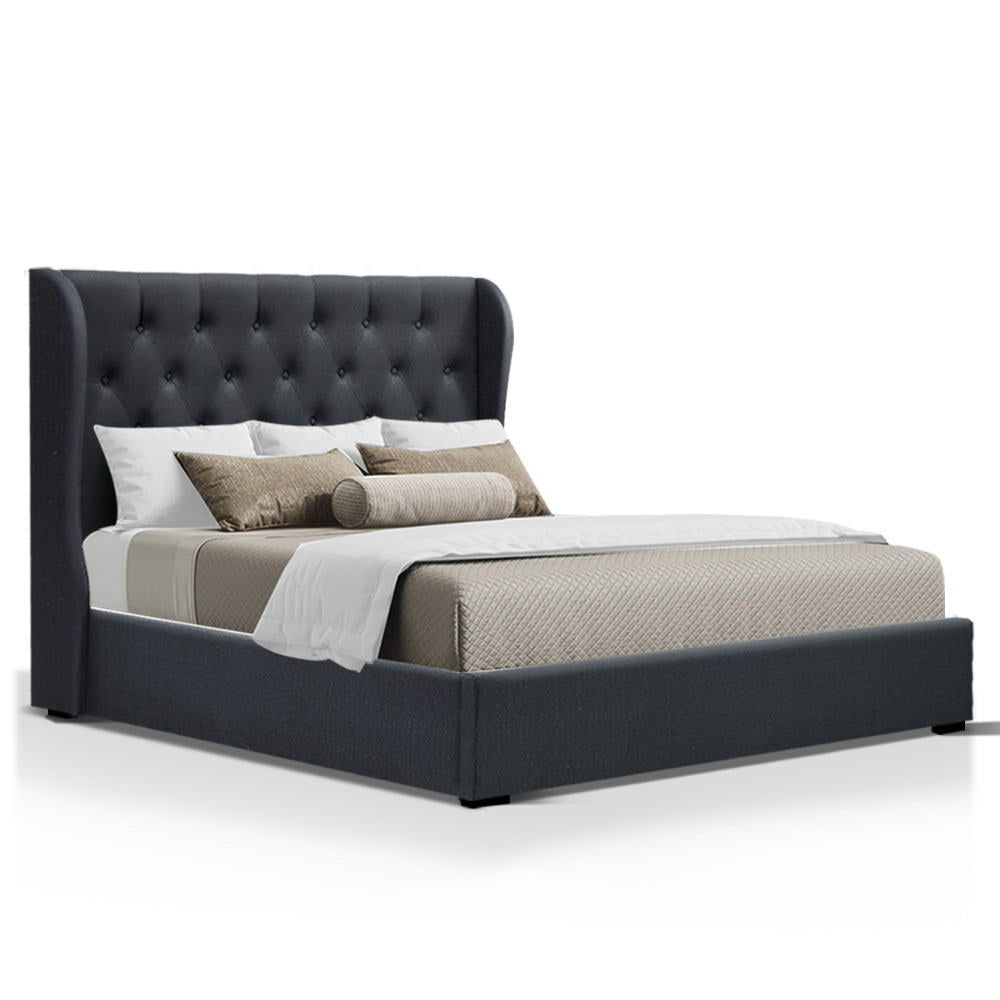 Queen Size Gas Lift Bed Frame - Charcoal - House Things Furniture > Bedroom