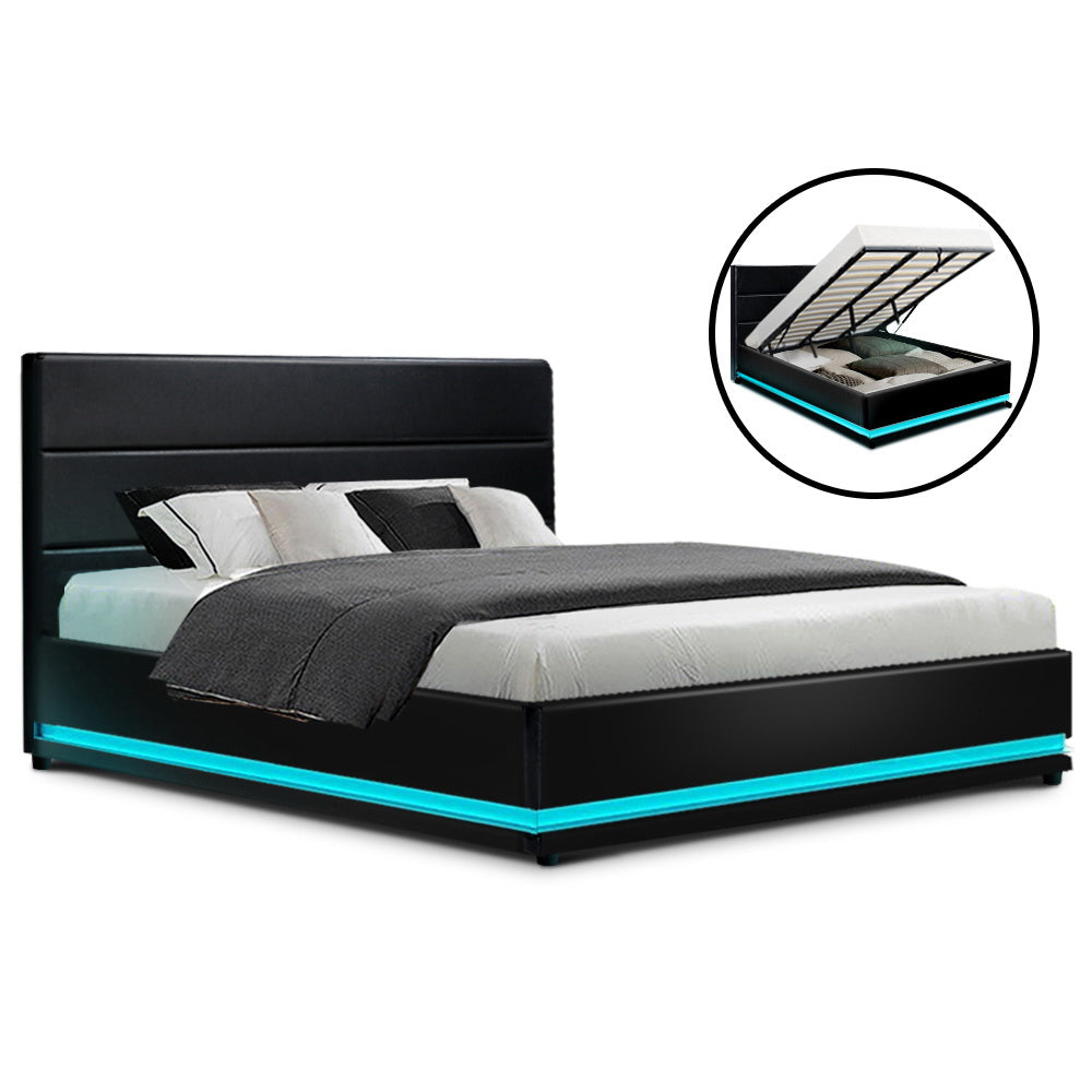 ELUM LED Bed Frame King Size Gas Lift Base House Things