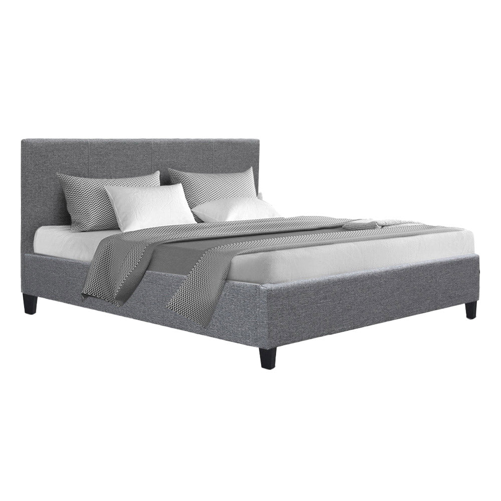 Ronni Bed Frame Fabric - Grey Double - House Things Furniture > Bedroom