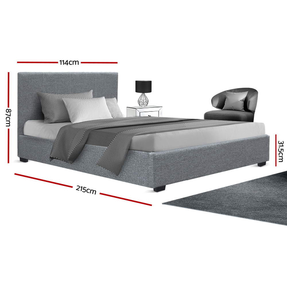 King Single Size Gas Lift Bed Frame Base With Storage Grey NINO - House Things Furniture > Bedroom