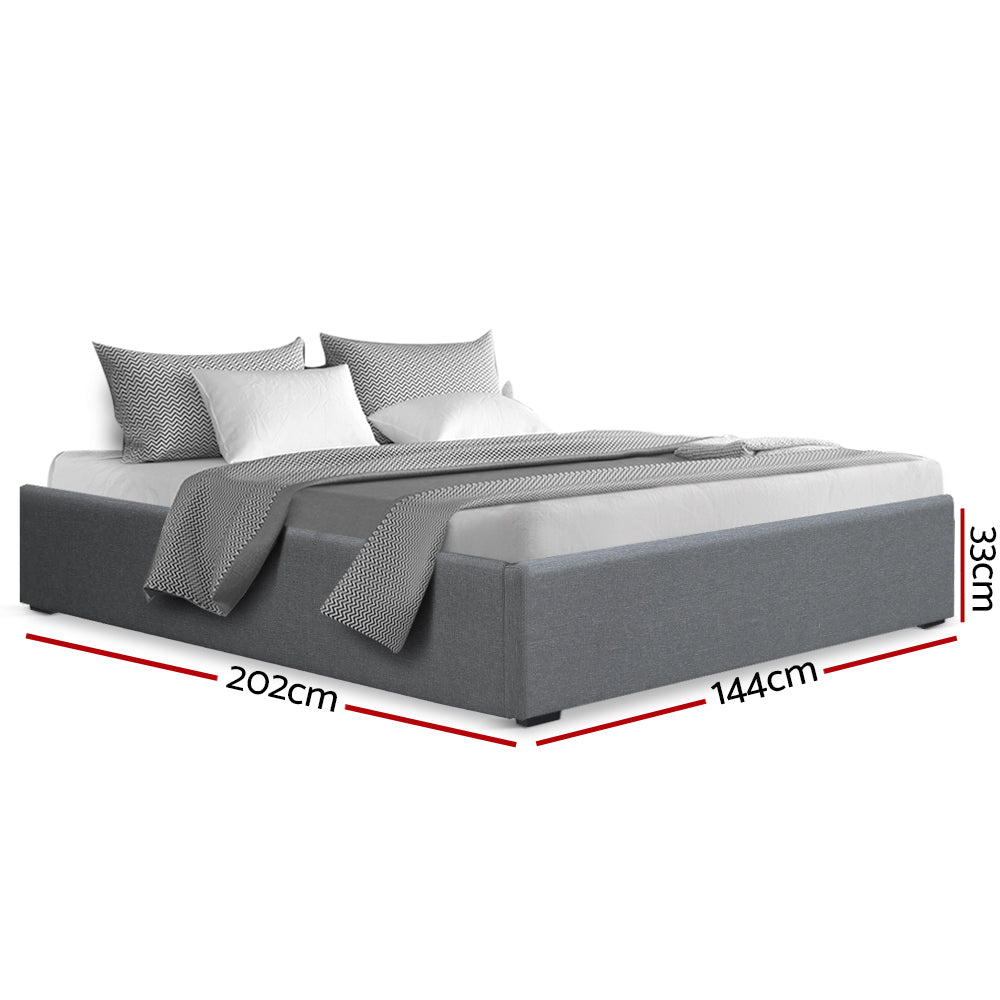 Double Size Gas Lift Bed Frame Base With Storage Platform Fabric - House Things Furniture > Bedroom