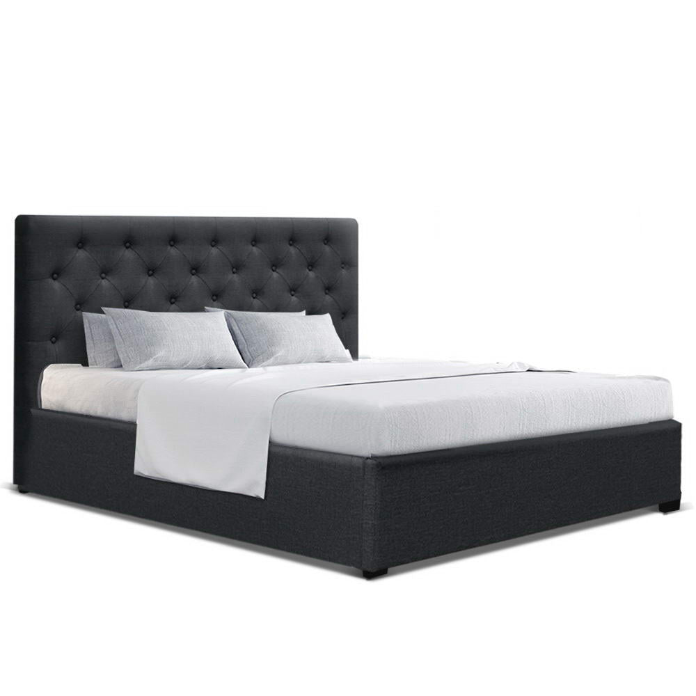 Charcoal Queen Size Gas Lift Bed Frame with Storage VILA - House Things Furniture > Bedroom