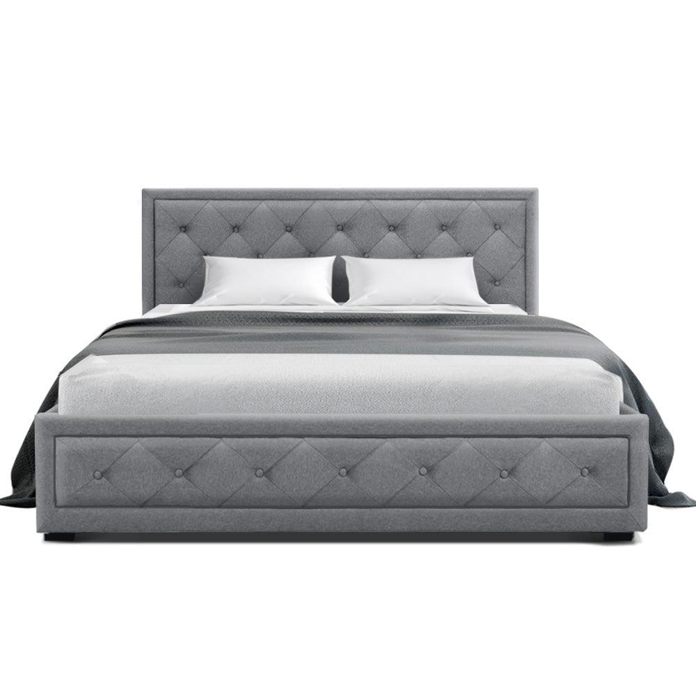 Bed Frame Double Full Size Gas Lift Base With Storage Grey Fabric TIYO - House Things Furniture > Bedroom
