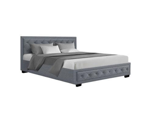 BELLEVUE Grey Fabric King Bed & Mattress Package - House Things