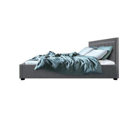 BELLEVUE Grey Fabric King Bed & Mattress Package - House Things