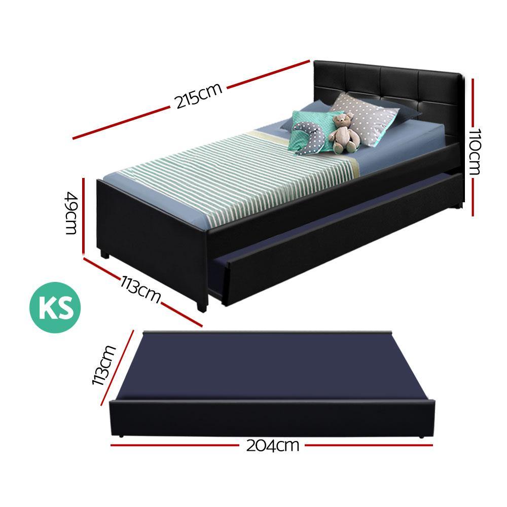 Trundle Bed King Single Leather Reed - House Things Furniture > Bedroom
