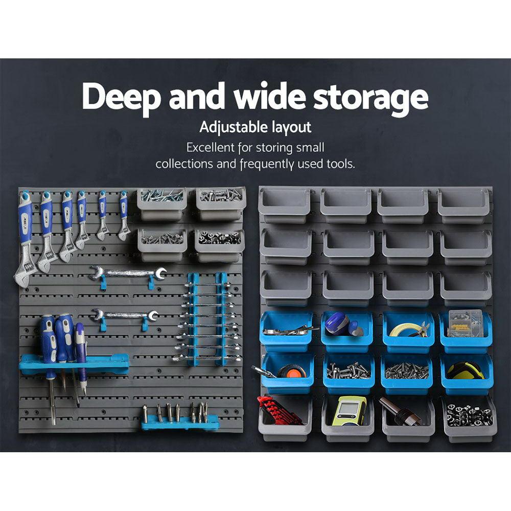 88 Part Wall-Mounted Storage Bin Rack Tool Garage Shelving Organiser Box - House Things Tools > Tools Storage