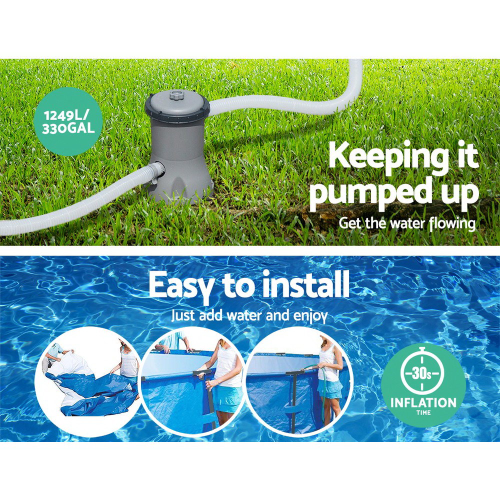 Swimming Pool Above Ground Pools Filter Pump 3.66M Power Steel Frame - House Things Home & Garden > Pool & Accessories