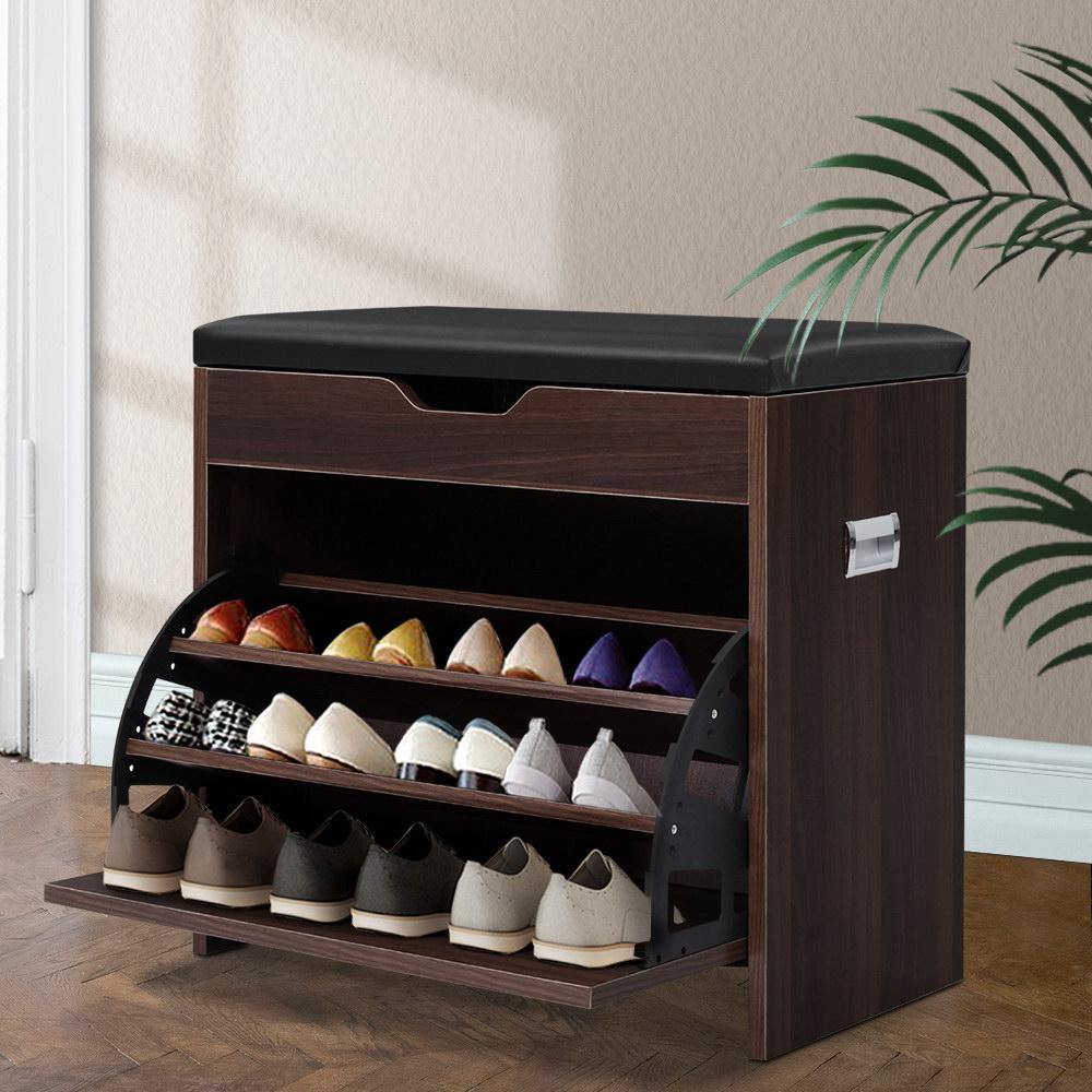12 Pairs Shoe Cabinet Organiser Bench - House Things Furniture > Living Room