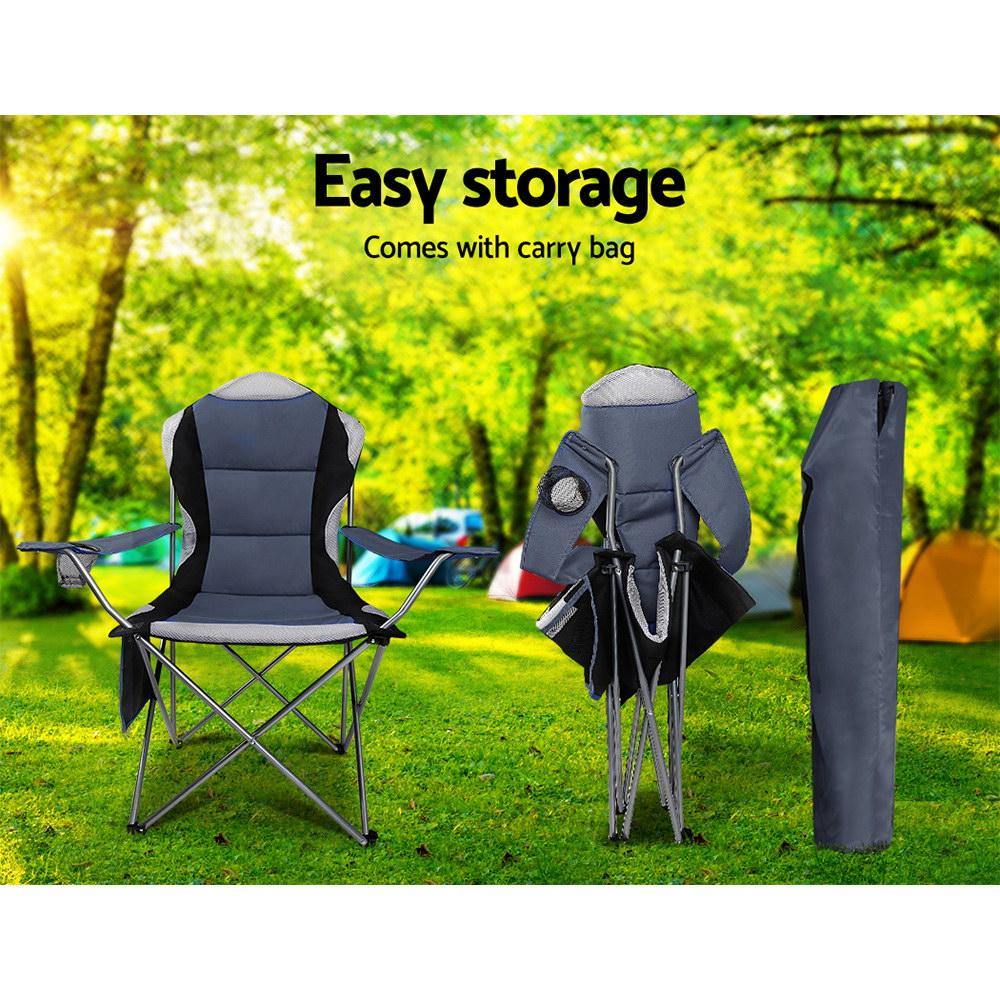 Set of 2 Portable Folding Camping Armchair - Grey - House Things Outdoor > Camping